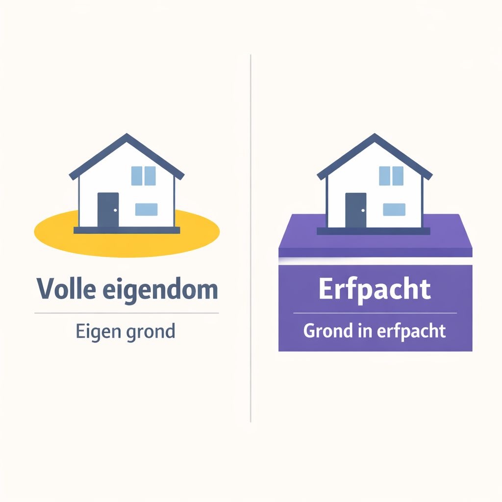 Infographic erfpacht Haarlem: verschil tussen volle eigendom versus erfpacht met de grond van een ander in erfpacht is