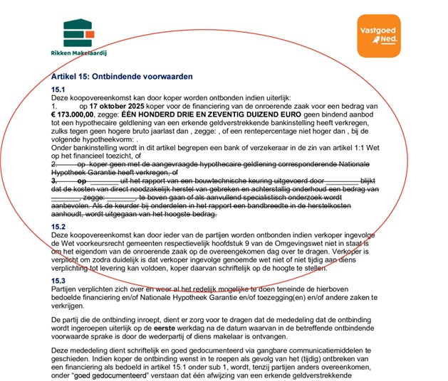 ontbinding koopovereenkomst woning